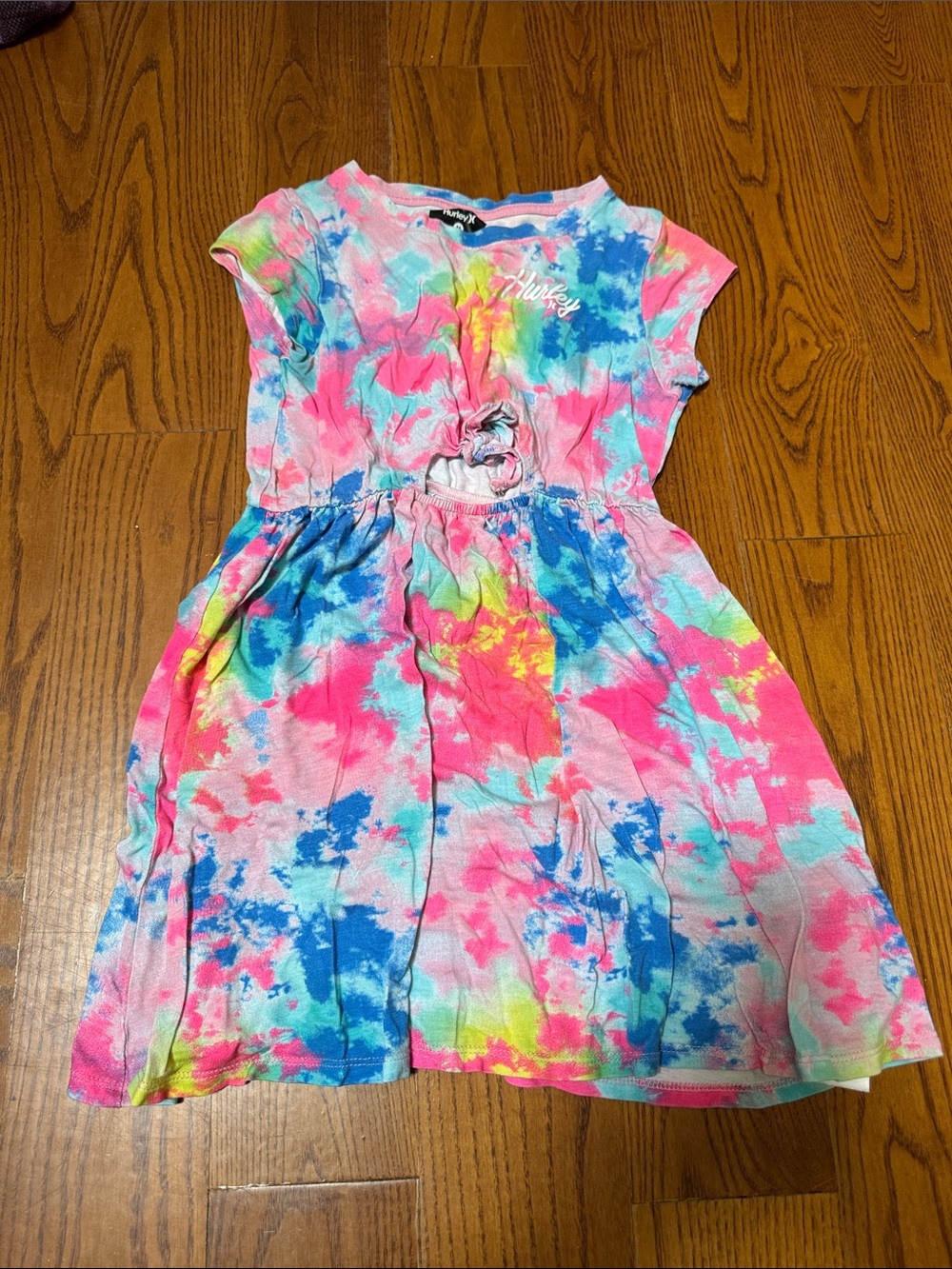 Hurley Girls Tie-Dye Cutout Waist Dress - Pink, Blue, Yellow
